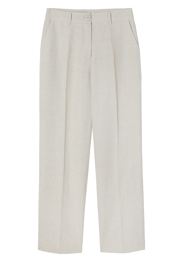 LINEN WIDE-LEG TROUSERS WITH A CREASE - LANTO LINEN WIDE-LEG TROUSERS WITH A CREASE - LANTO BEŻOWY 5