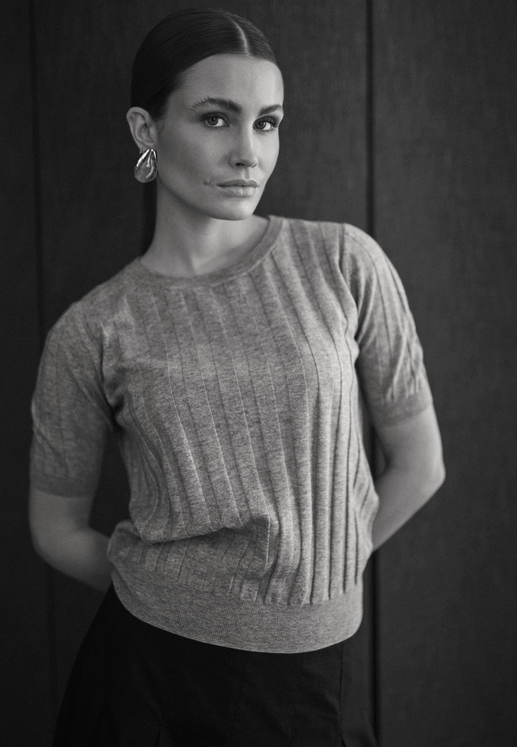 DZIANINOWA BLUZKA Z WEŁNĄ - AKUZ SZARY 2