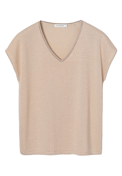 SHINY BLOUSE WITH VISCOSE - FIXI 1 BEIGE 2