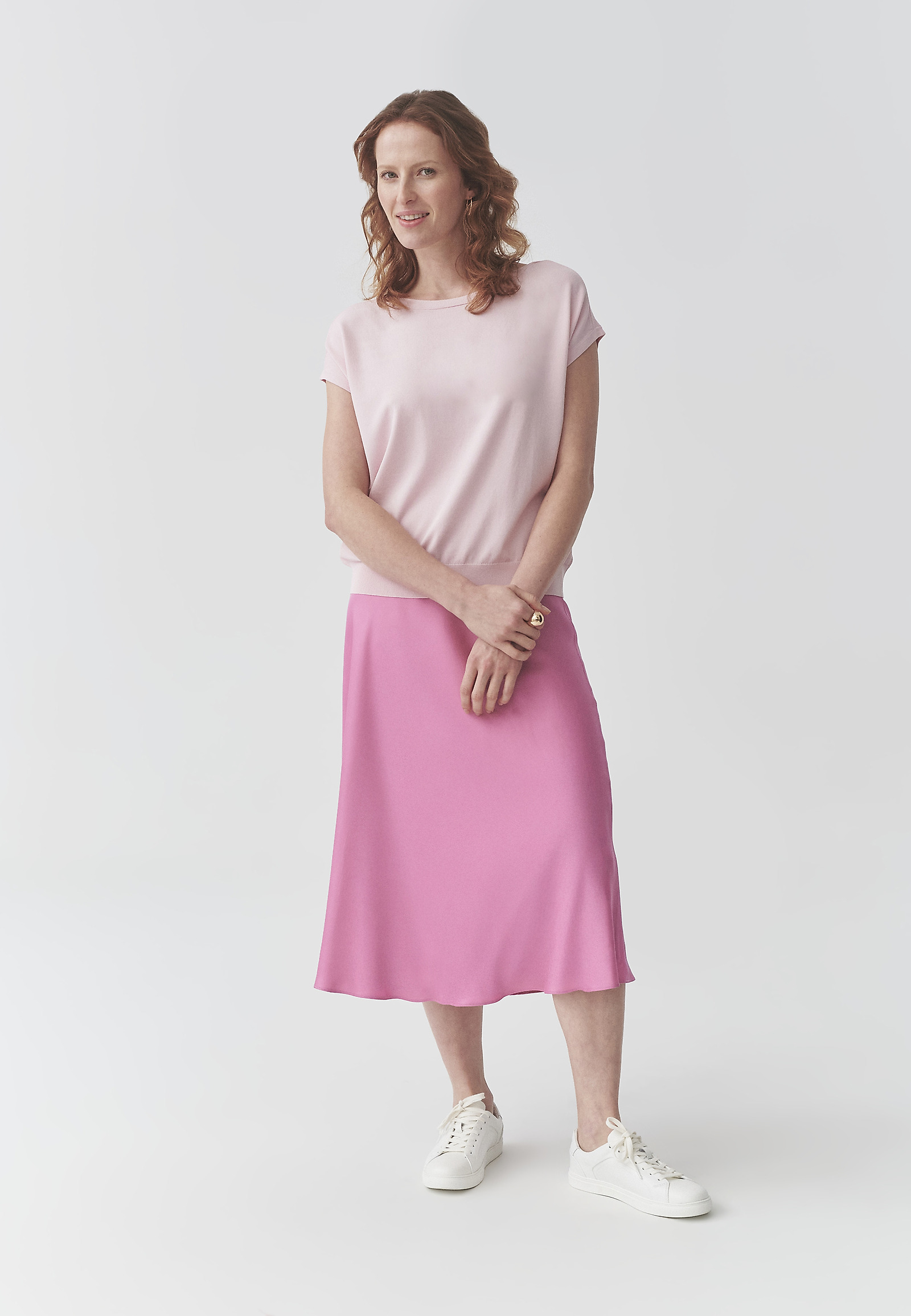 OVERSIZED BLOUSE IN VISCOSE YARN - DOLBY OVERSIZED BLOUSE IN VISCOSE YARN - DOLBY PINK 106614