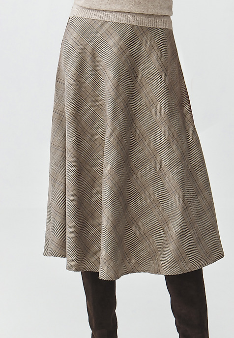 CHECKERED FABRIC MIDI SKIRT — LUBKO 1 MULTICOLOR 2