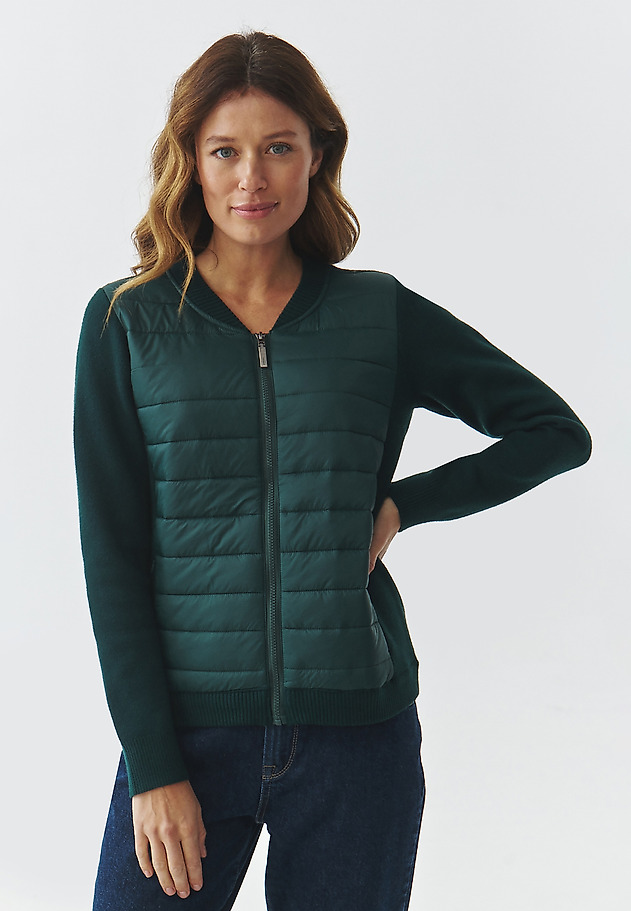 LADIES' JUMPER WITH QUILTED FRONT - KADEKO LADIES' JUMPER WITH QUILTED FRONT - KADEKO ZIELONY 1