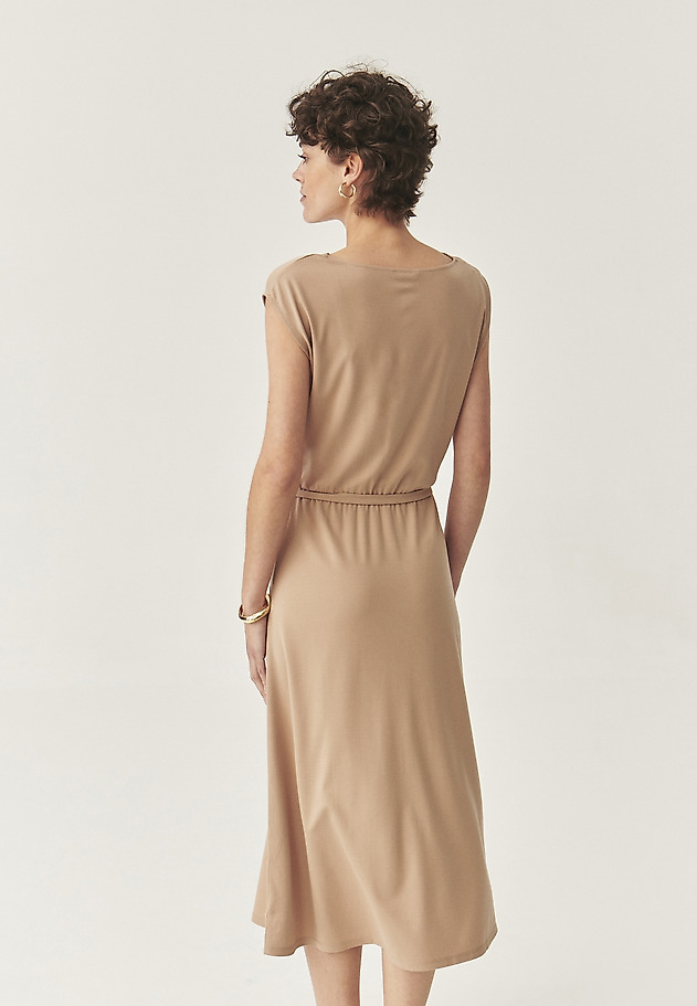 KNITTED MIDI DRESS WITH BELT - AVI KNITTED MIDI DRESS WITH BELT - AVI BEIGE 4