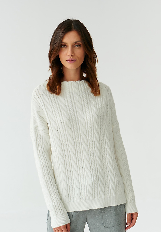 LADIES’ SWEATER WITH A BRAIDED KNIT WENWENA LADIES’ SWEATER WITH A BRAIDED KNIT WENWENA ECRU 3