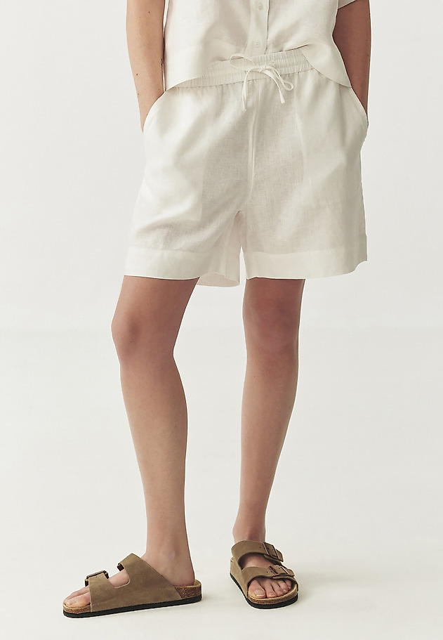 LINEN SHORTS WITH TIES - SEVILLA LINEN SHORTS WITH TIES - SEVILLA ECRU 2