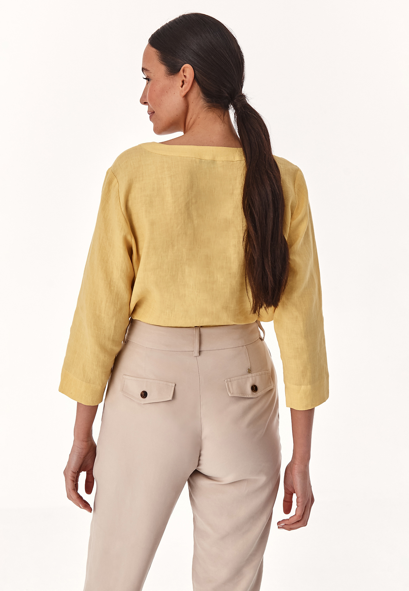 LADIES' LINEN BLOUSE ALMERA LADIES' LINEN BLOUSE ALMERA YELLOW 79134
