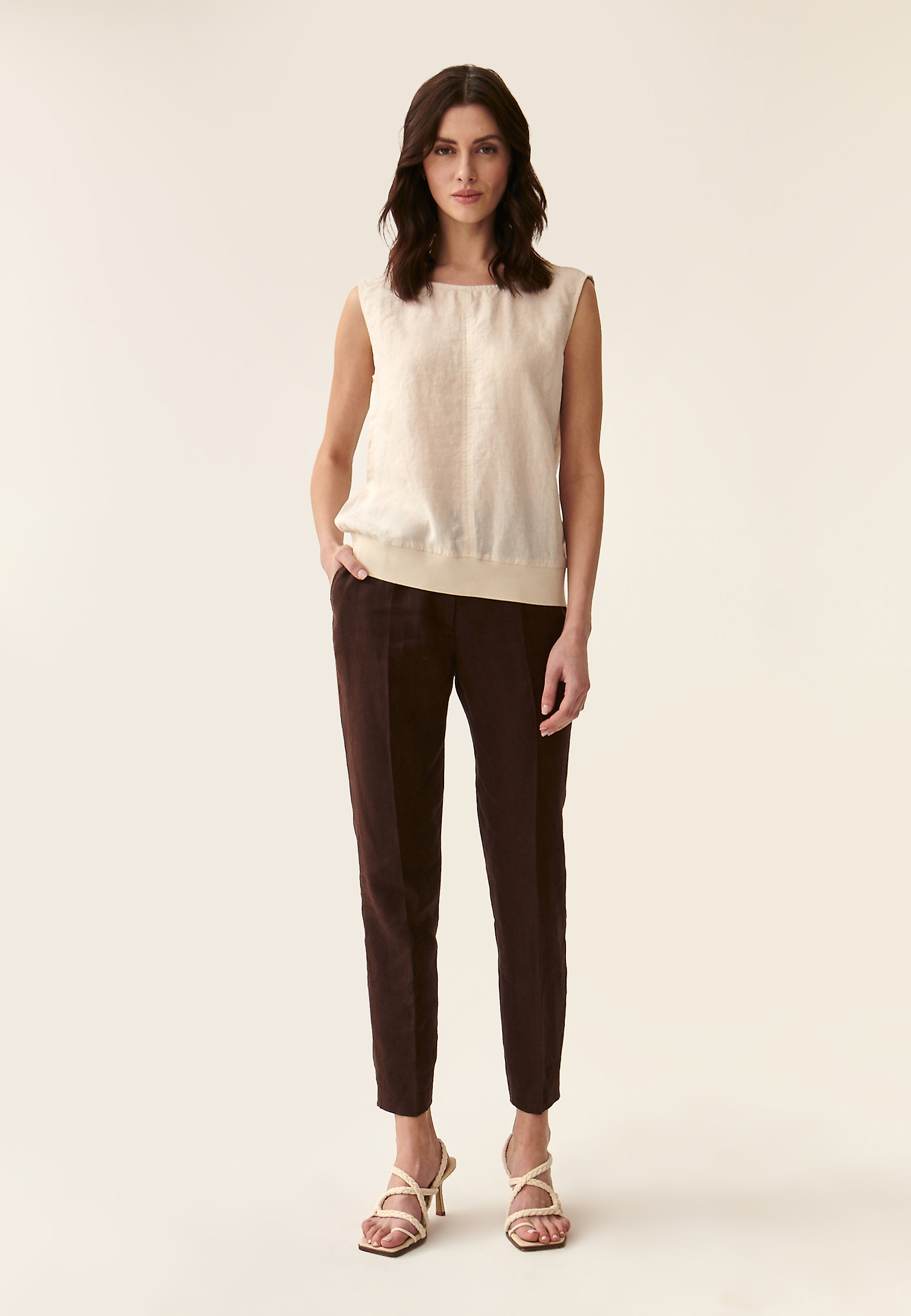 ŽENSKA LANENA BLUZA OMALO ŽENSKA LANENA BLUZA OMALO BEŽ 87648