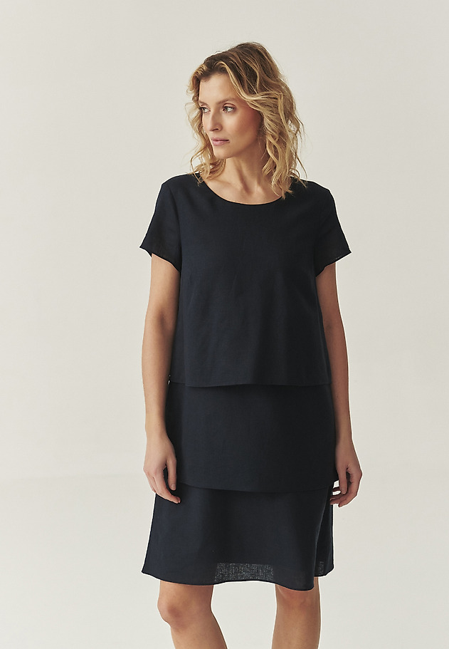 AIRY DRESS WITH LINEN -PAMI 1 AIRY DRESS WITH LINEN -PAMI 1 GRANATOWY 1