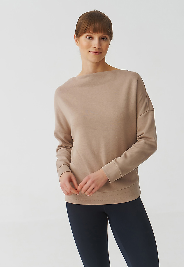 LADIES’ SWEATSHIRT WITH WATER NECKLINE - SILVANA LADIES’ SWEATSHIRT WITH WATER NECKLINE - SILVANA BEŻOWY 3