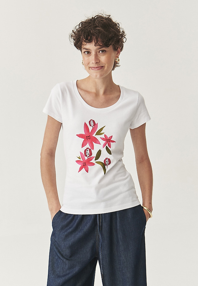 BAWEŁNIANY T-SHIRT Z NADRUKIEM - ANTONIA 1 BAWEŁNIANY T-SHIRT Z NADRUKIEM - ANTONIA 1 BIAŁY 2