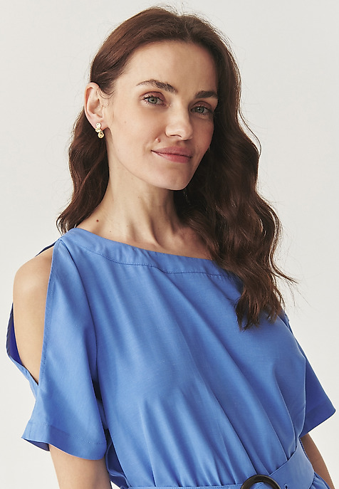 STYLISH DRESS WITH LINEN - GALLA CZ BLUE 2