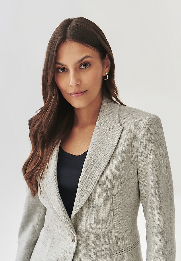 LADIES' HERRINGBONE FABRIC JACKET - AGNES LADIES' HERRINGBONE FABRIC JACKET - AGNES SZARY 5