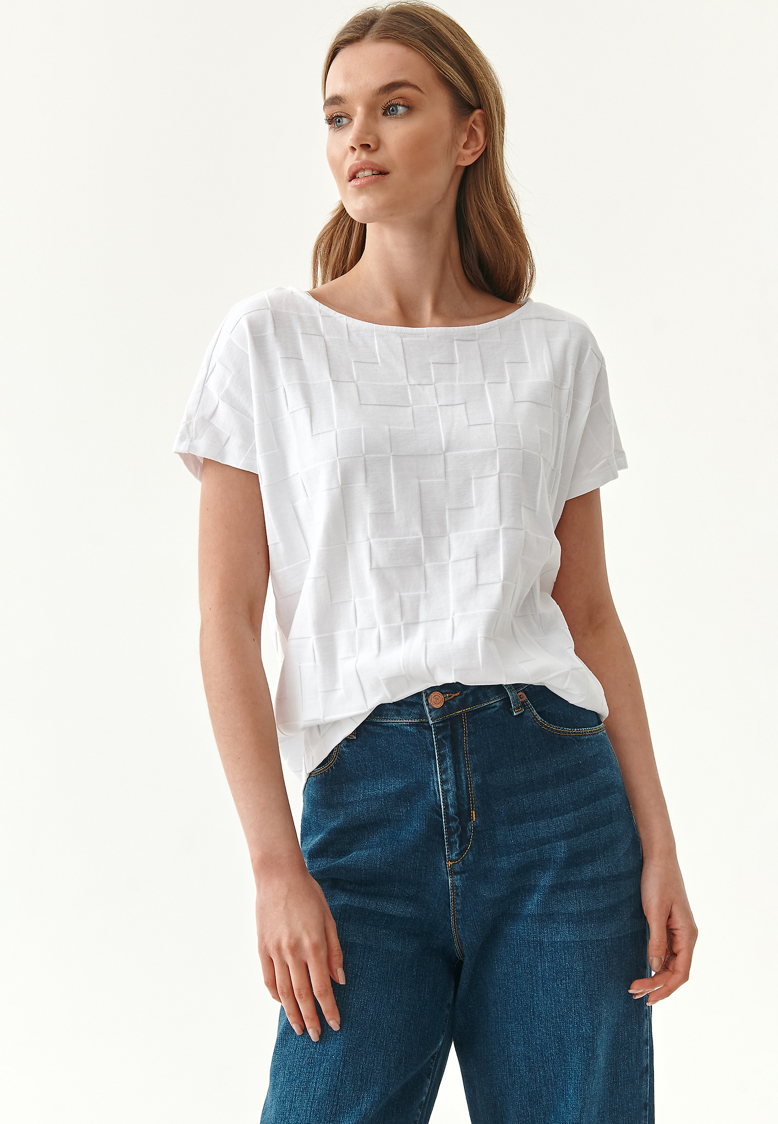 STRUCTURAL KNIT LADIES' BLOUSE AMERIA STRUCTURAL KNIT LADIES' BLOUSE AMERIA WHITE 79862