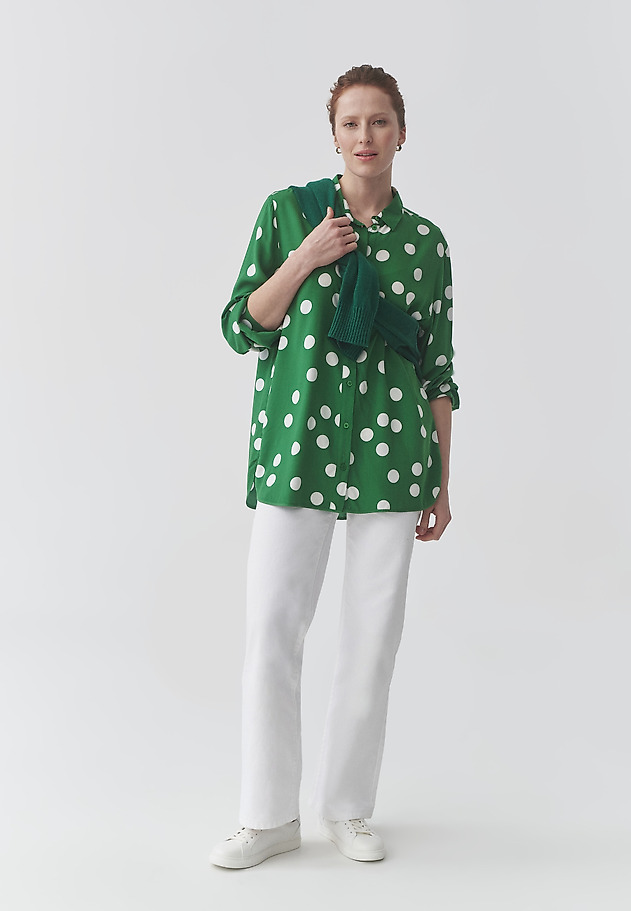 VISCOSE SHIRT WITH GREEN POLKA DOTS - DOTTA 1 VISCOSE SHIRT WITH GREEN POLKA DOTS - DOTTA 1 MULTIKOLOR 2
