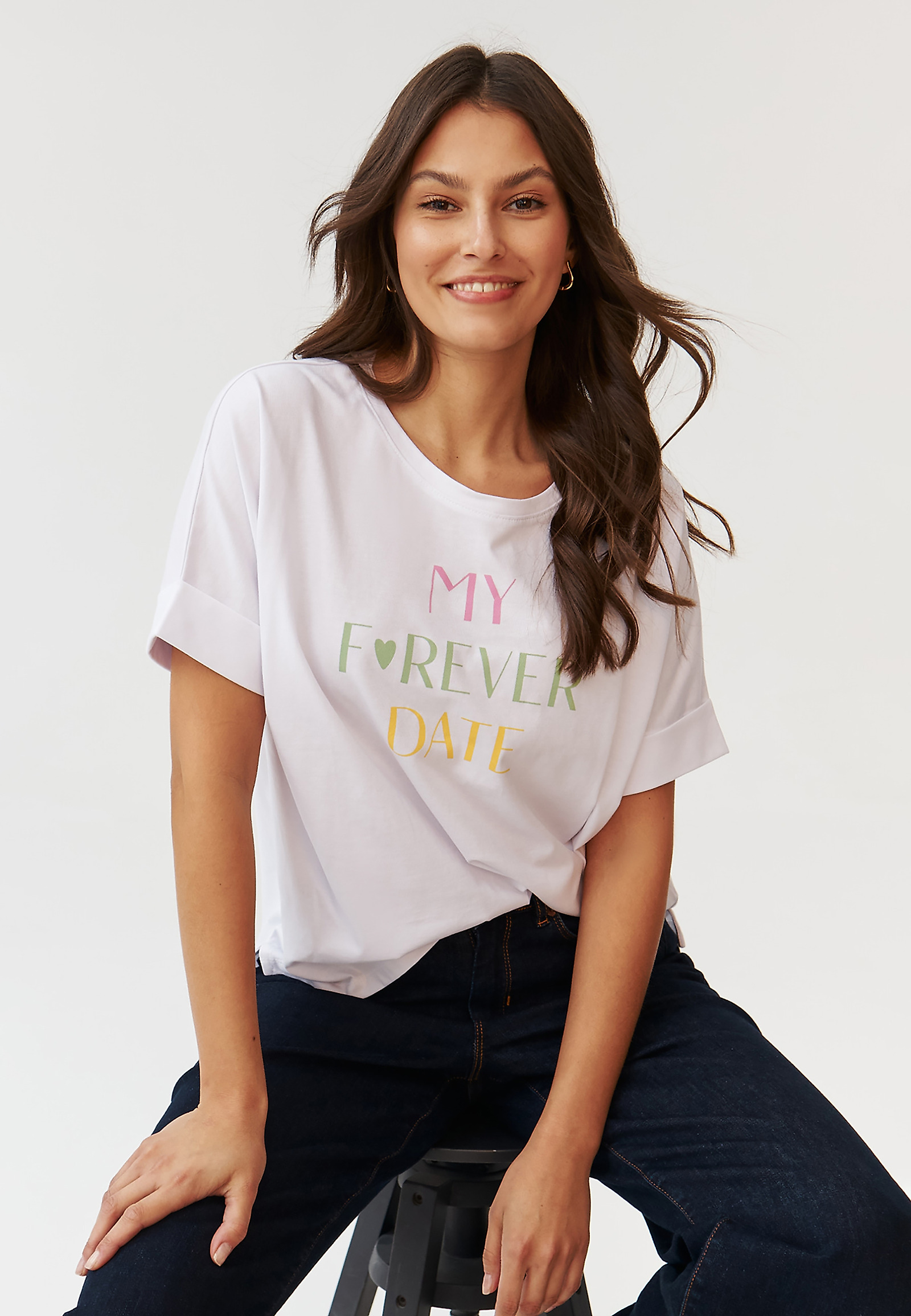 COMFORTABLE LADIES’ T-SHIRT WITH PRINTED INSCRIPTION - LIKE 1 COMFORTABLE LADIES’ T-SHIRT WITH PRINTED INSCRIPTION - LIKE 1 WHITE 103216