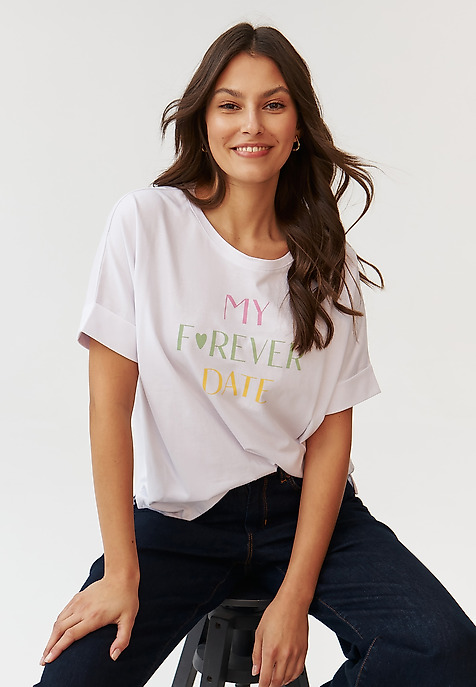 TRICOU LEJER DE DAMĂ, CU INSCRIPȚIE - LIKE 1 ALB 2