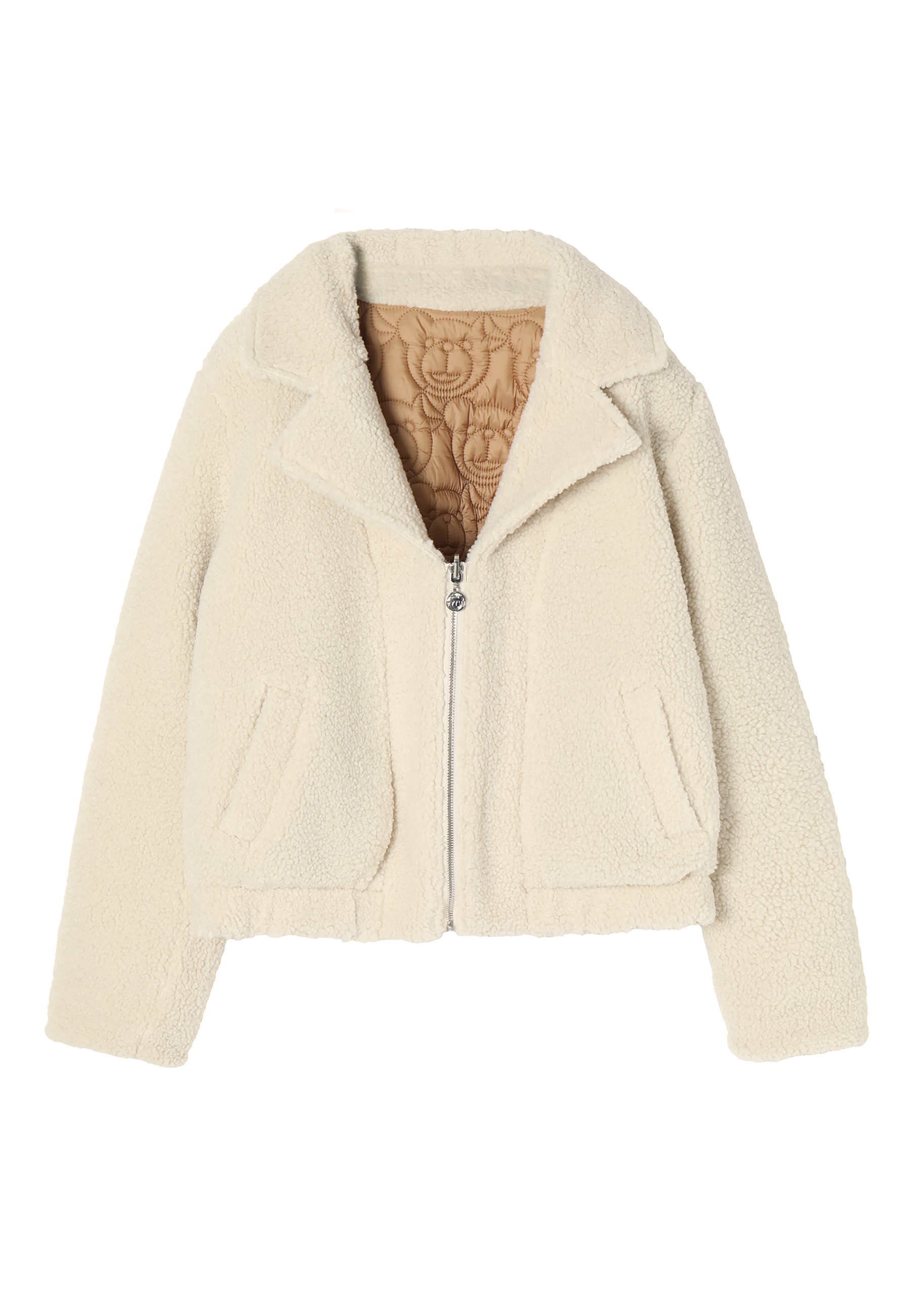 DWUSTRONNA TKANINOWA KURTKA DAMSKA PIKOWANA W MISIA USZATKA BANKARIA BEŻOWY 2