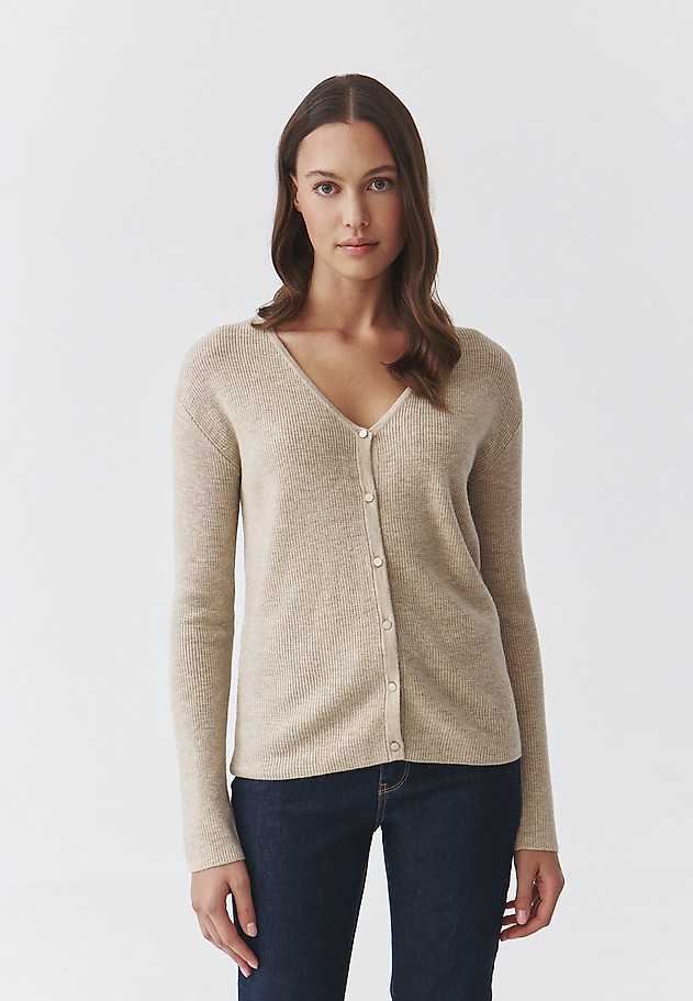 ROZPINANY SWETER DAMSKI Z WEŁNY MERINO — ELLA ROZPINANY SWETER DAMSKI Z WEŁNY MERINO — ELLA BEŻOWY 3