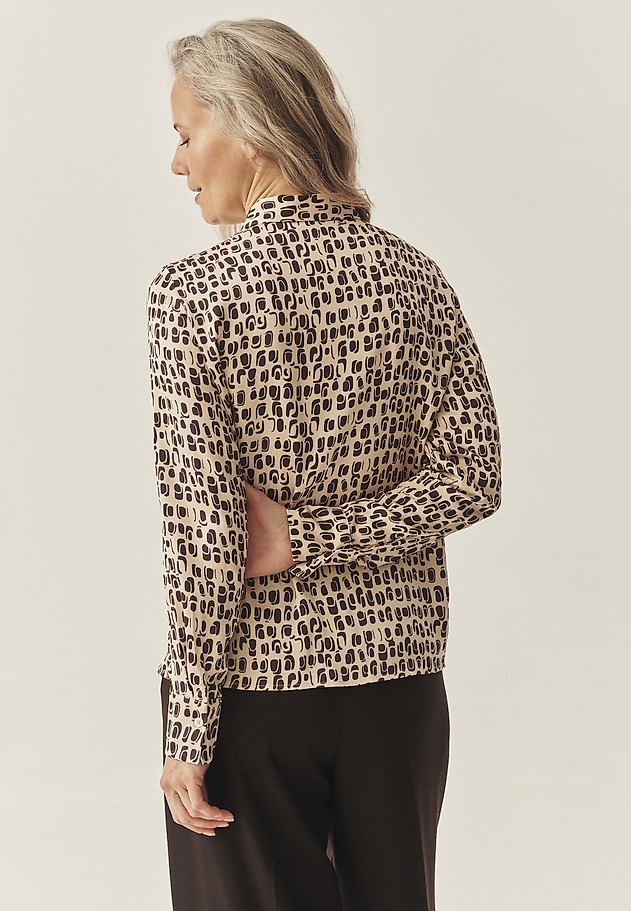 SATIN SHIRT WITH PROPRIETARY DESIGN - NIKA SATIN SHIRT WITH PROPRIETARY DESIGN - NIKA BEIGE 2