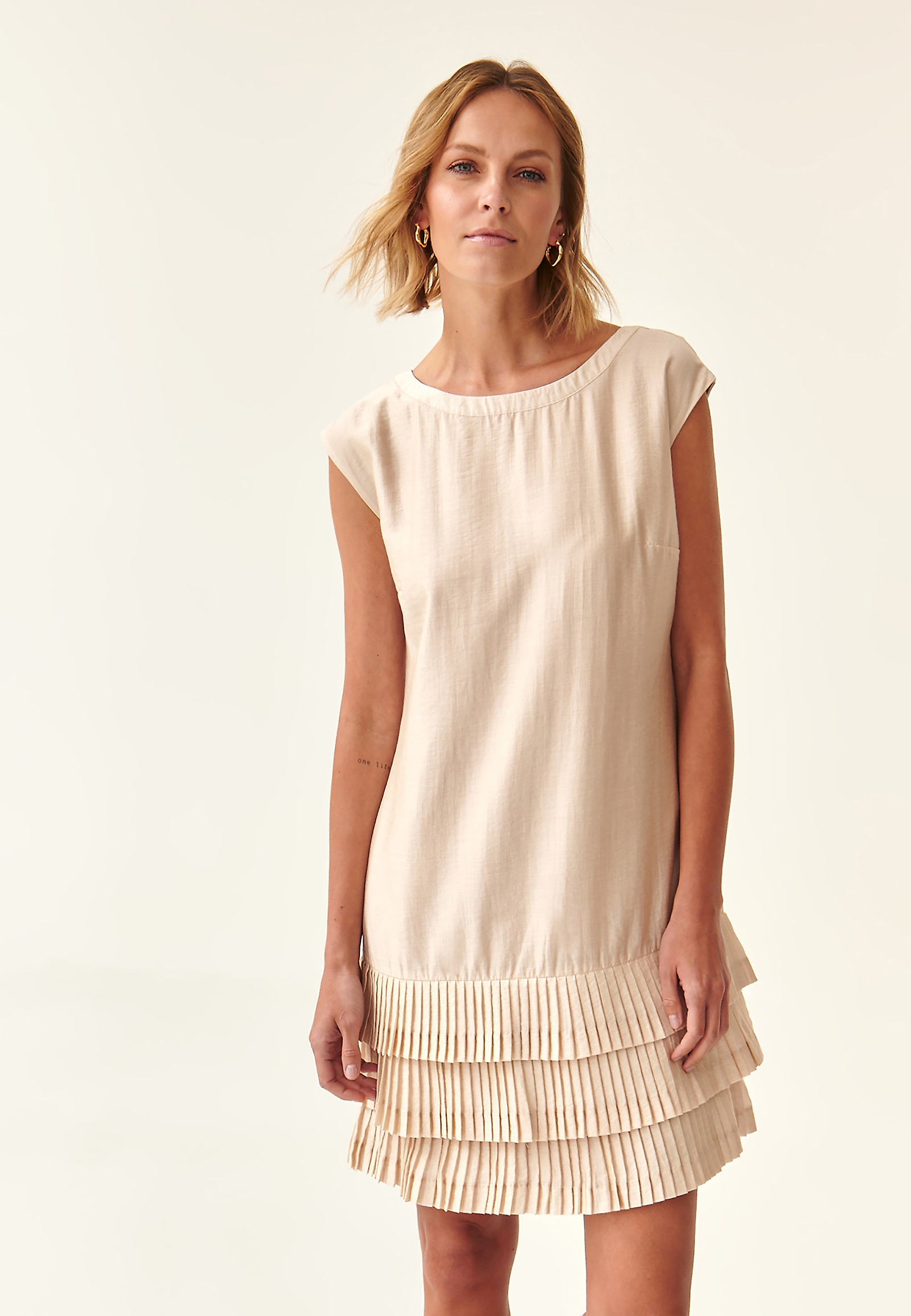 LADIES' DRESS WITH PLACKET SKAMPIANA LADIES' DRESS WITH PLACKET SKAMPIANA BEIGE 87548