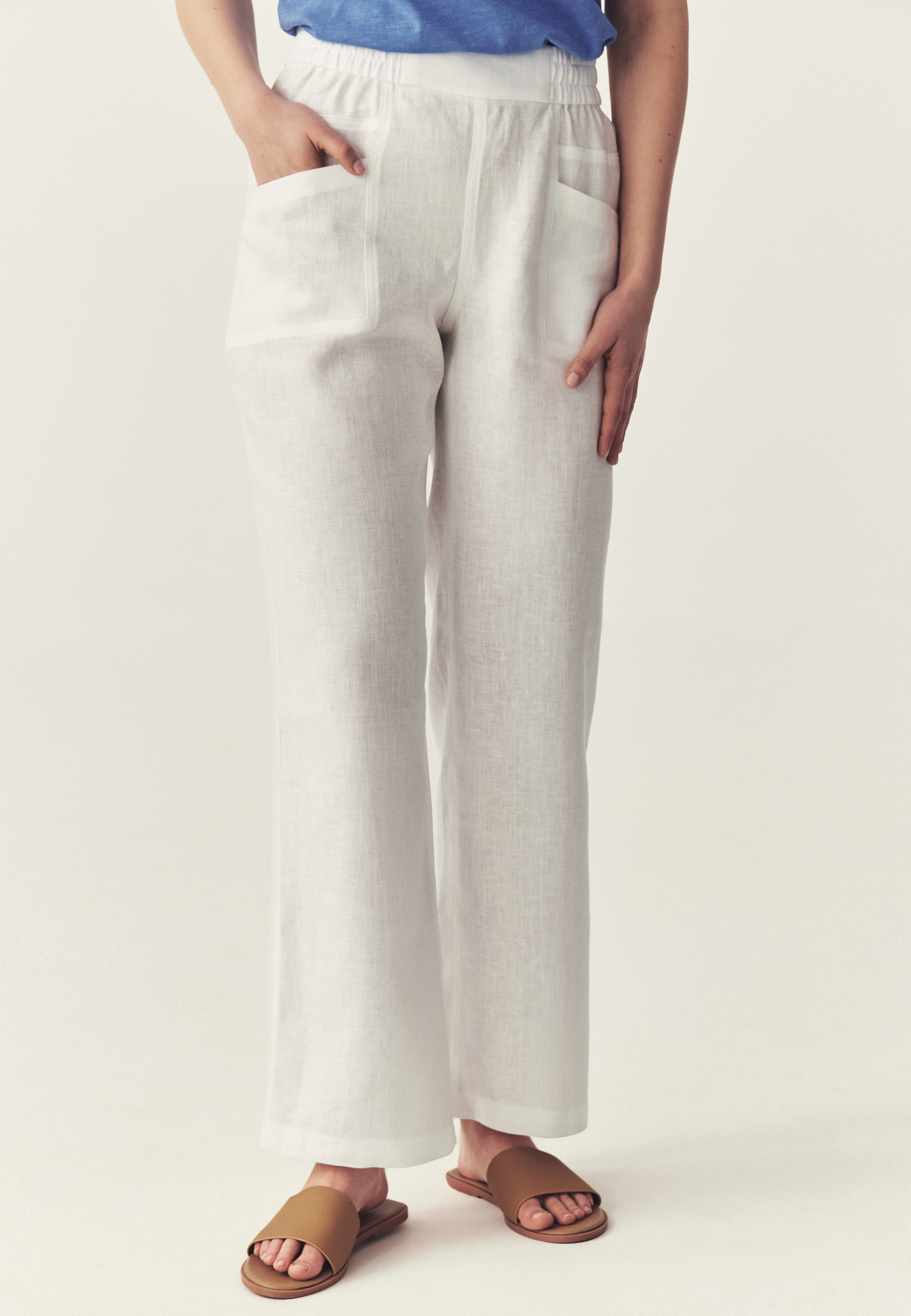 PANTALONI DIN IN, CU CRAC LARG - SUDONE ALB 2