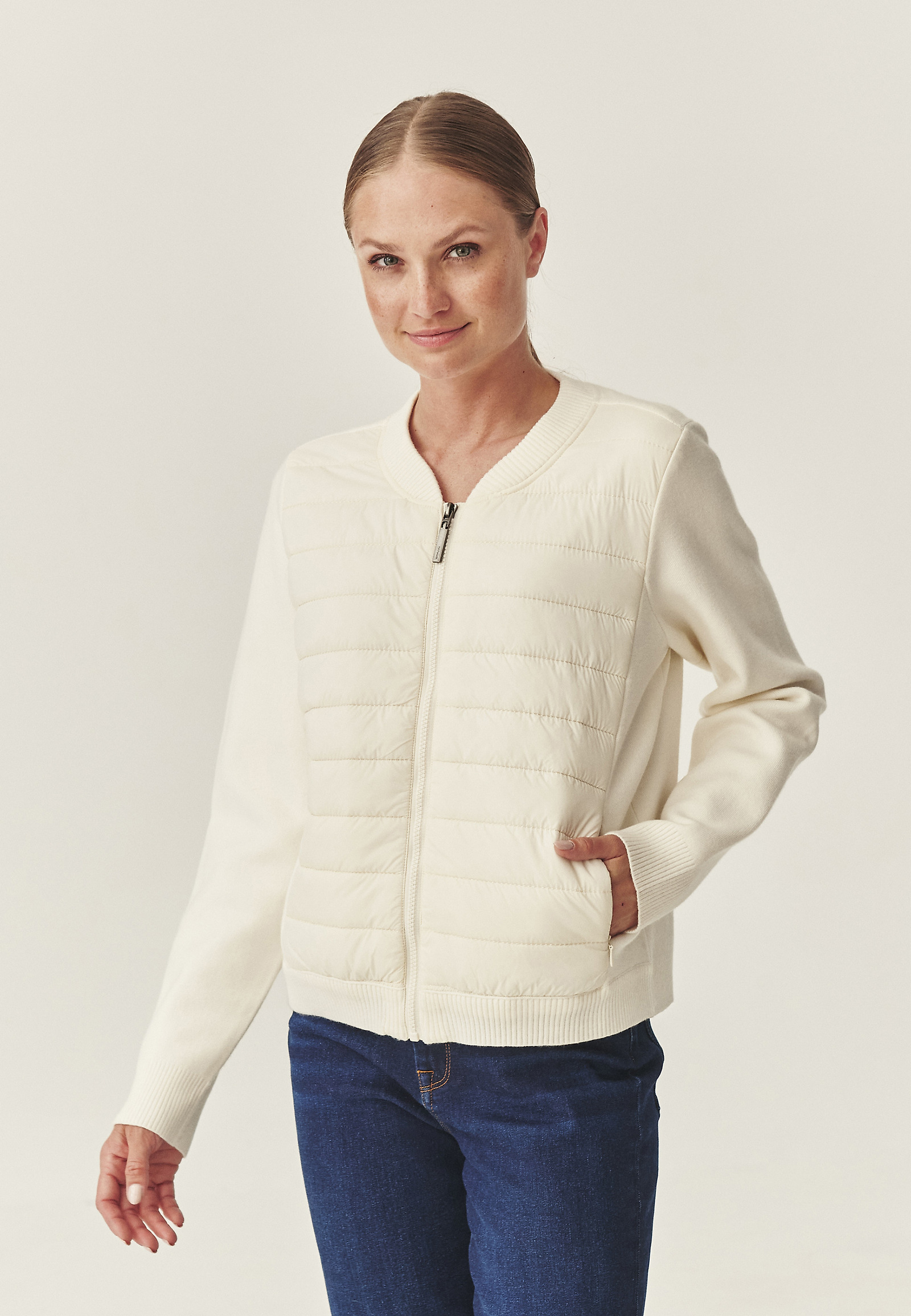 PUFFED BOMBER SLOGA KARDIGAN - CADO PUFFED BOMBER SLOGA KARDIGAN - CADO ECRU 116237