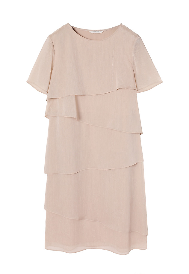 LADIES’ LAYERED DRESS WITH DELICATE SHIMMER - PALMI LADIES’ LAYERED DRESS WITH DELICATE SHIMMER - PALMI BEŻOWY 5