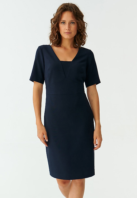 LADIES’ ELEGANT PENCIL DRESS BORKI NAVY BLUE 2