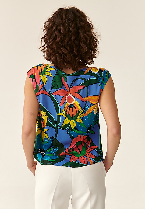 BLUZĂ DE DAMĂ, CU MODEL, DIN TRICOT, CU MÂNECI SCURTE AFELI MULTICOLOR 2