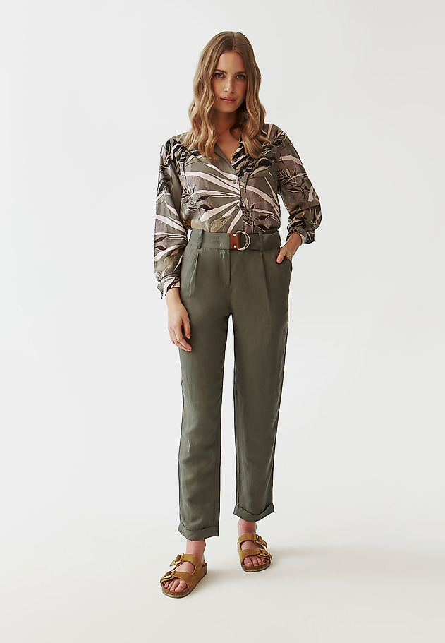 LADIES’ TROUSERS WITH BUILT-IN BELT - KOSO LADIES’ TROUSERS WITH BUILT-IN BELT - KOSO KHAKI 1