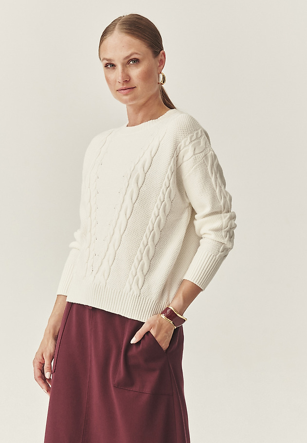 STRUCTURED JUMPER IN THICK YARN - EVERELY STRUCTURED JUMPER IN THICK YARN - EVERELY ECRU 1
