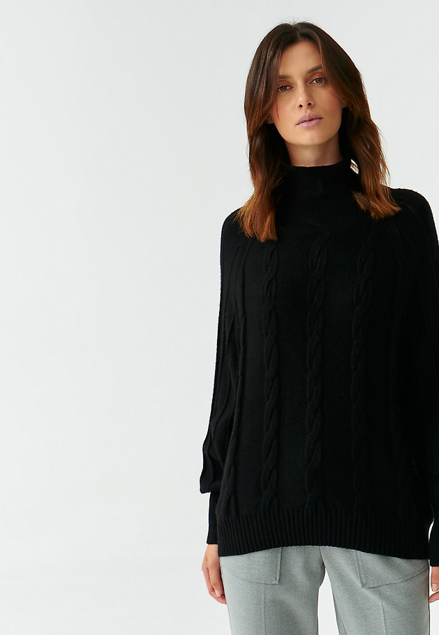STRUKTURALNY SWETER DAMSKI Z GOLFEM MEDUZA STRUKTURALNY SWETER DAMSKI Z GOLFEM MEDUZA CZARNY 5