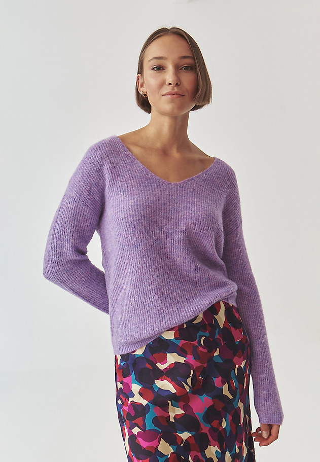 LADIES' CASUAL LONG SLEEVE SWEATER - SOLO 2 LADIES' CASUAL LONG SLEEVE SWEATER - SOLO 2 PURPLE 3