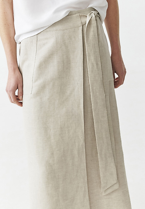 ENVELOPE SKIRT IN LINEN AND VISCOSE - RITIS BEIGE 2