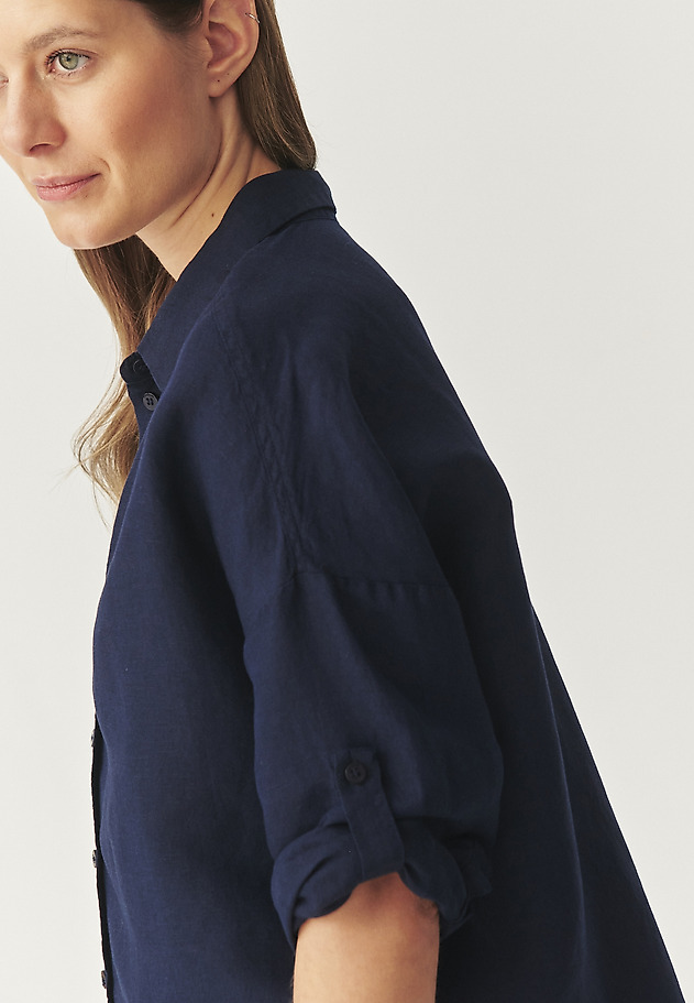 LOOSE SHIRT WITH LINEN AND VISCOSE - SISI LOOSE SHIRT WITH LINEN AND VISCOSE - SISI NIEBIESKI 4
