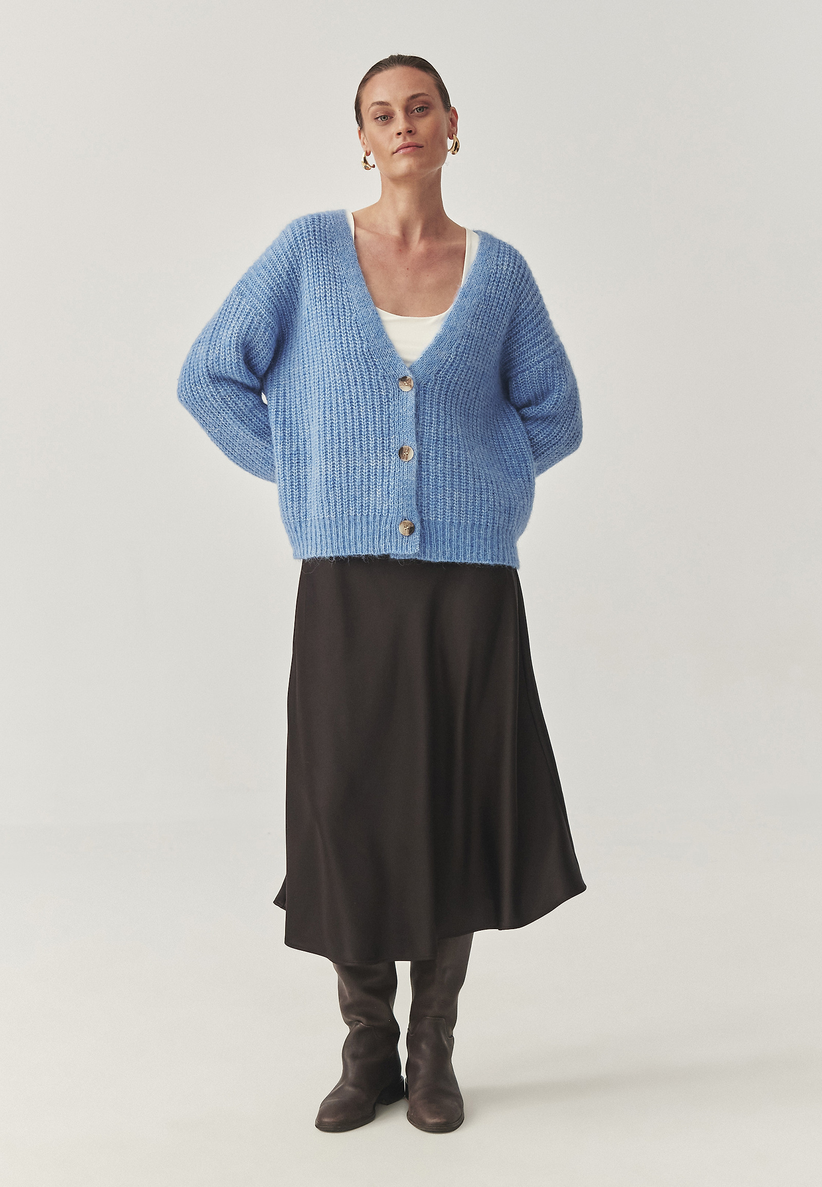 WOOL AND ALPACA CARDIGAN - ADISON WOOL AND ALPACA CARDIGAN - ADISON BLUE 114803
