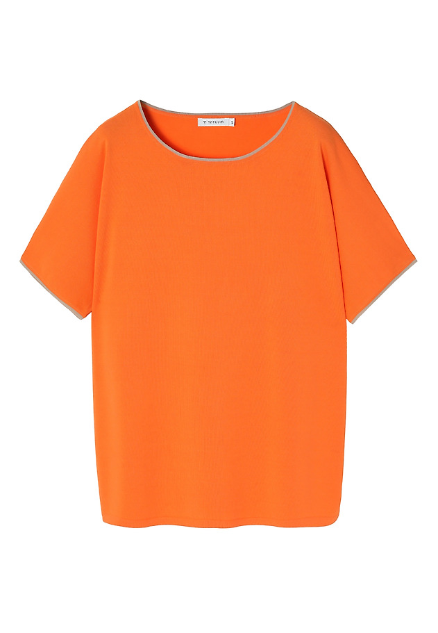 KIMONO BLUZA S KONTRASTNIMI TRAKOVI - ESTETINA KIMONO BLUZA S KONTRASTNIMI TRAKOVI - ESTETINA ORANŽNA 5
