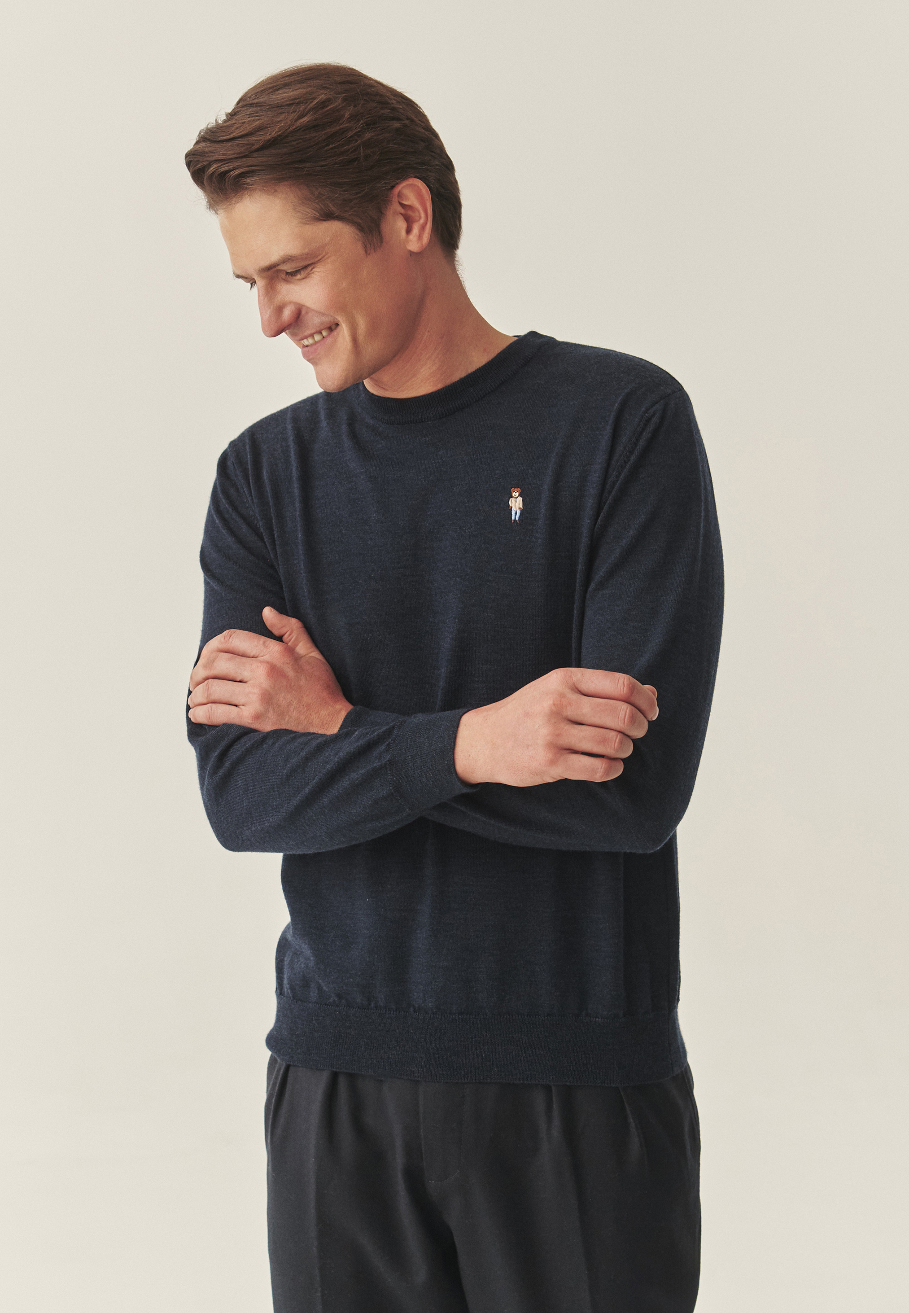 KLASYCZNY SWETER Z WEŁNY MERINO - JACK GRANATOWY 2