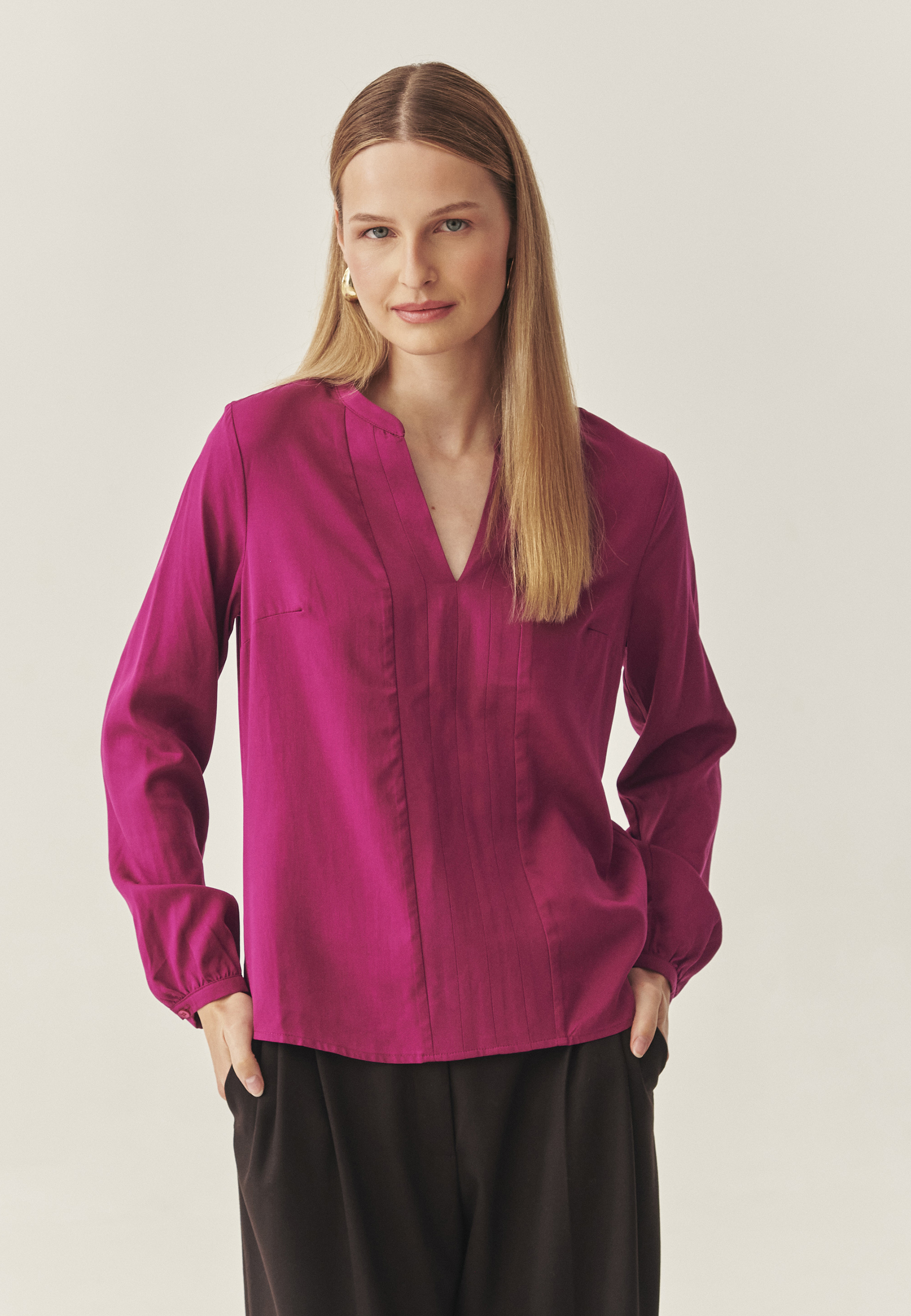 FABRIC CLASSIC LONG SLEEVE BLOUSE — ANITA PURPLE 2