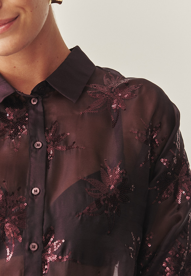 TRANSLUCENT SHIRT WITH SEQUINS - BRINI TRANSLUCENT SHIRT WITH SEQUINS - BRINI RED 6