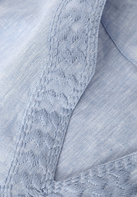 BLUZĂ DE DAMĂ, DIN IN, TIP TUNICĂ, CU BRODERIE DECORATIVĂ - KLEARA ALBASTRU 2