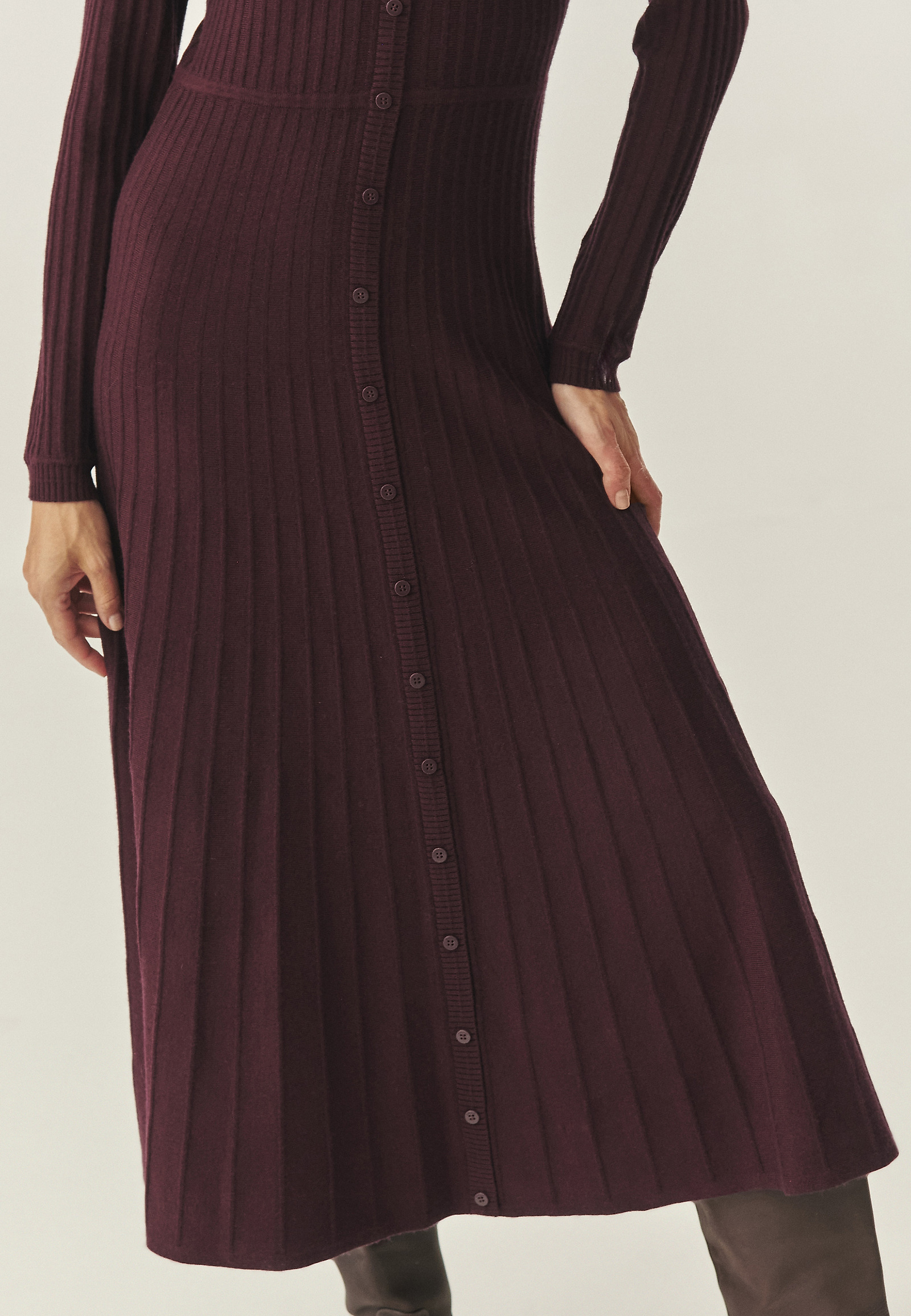 FLARED MIDI DRESS WITH WOOL - NITANA FLARED MIDI DRESS WITH WOOL - NITANA RED 117682