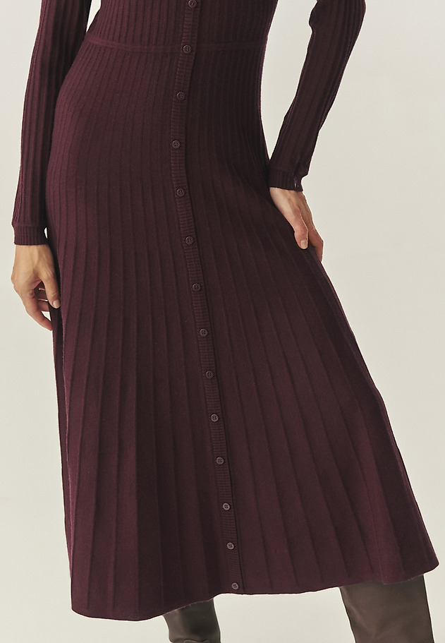FLARED MIDI DRESS WITH WOOL - NITANA FLARED MIDI DRESS WITH WOOL - NITANA RED 4