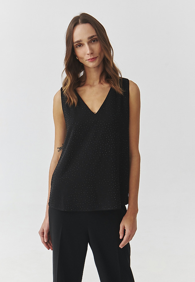 TKANA ŽENSKA BLUZA Z BLEŠČICAMI - SERKONI TKANA ŽENSKA BLUZA Z BLEŠČICAMI - SERKONI ČRNA 1