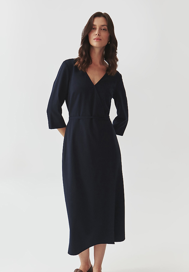 FABRIC DRESS WITH ENVELOPE CUT — ZEREWIANA FABRIC DRESS WITH ENVELOPE CUT — ZEREWIANA GRANATOWY 4