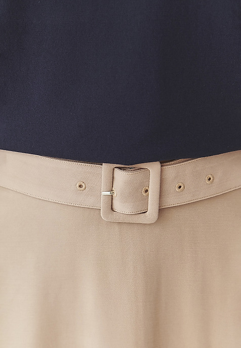 LADIES’ SKIRT WITH DECORATIVE BELT AND A BUCKLE - ORMI BEIGE 2