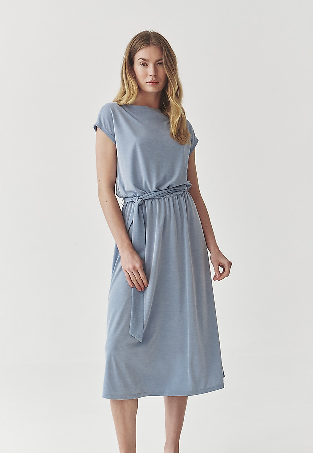 ROCHIE MIDI DIN TRICOT, CU DECOLTEU TIP „CASCADĂ” - SESSINI ROCHIE MIDI DIN TRICOT, CU DECOLTEU TIP „CASCADĂ” - SESSINI ALBASTRU 2