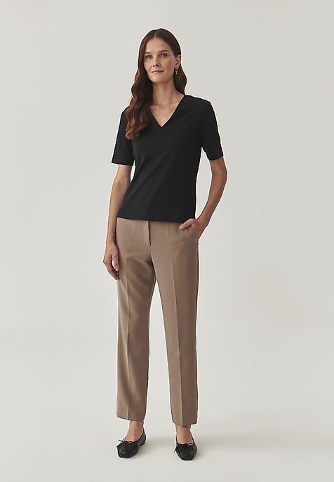 FITTED LADIES’ BLOUSE WITH ELBOW-LENGTH SLEEVES - VICTA BLACK 2