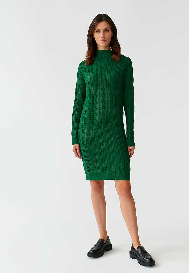 LADIES’ KNIT DRESS WITH A BRAIDED TEXTURE WENWI LADIES’ KNIT DRESS WITH A BRAIDED TEXTURE WENWI GREEN 1