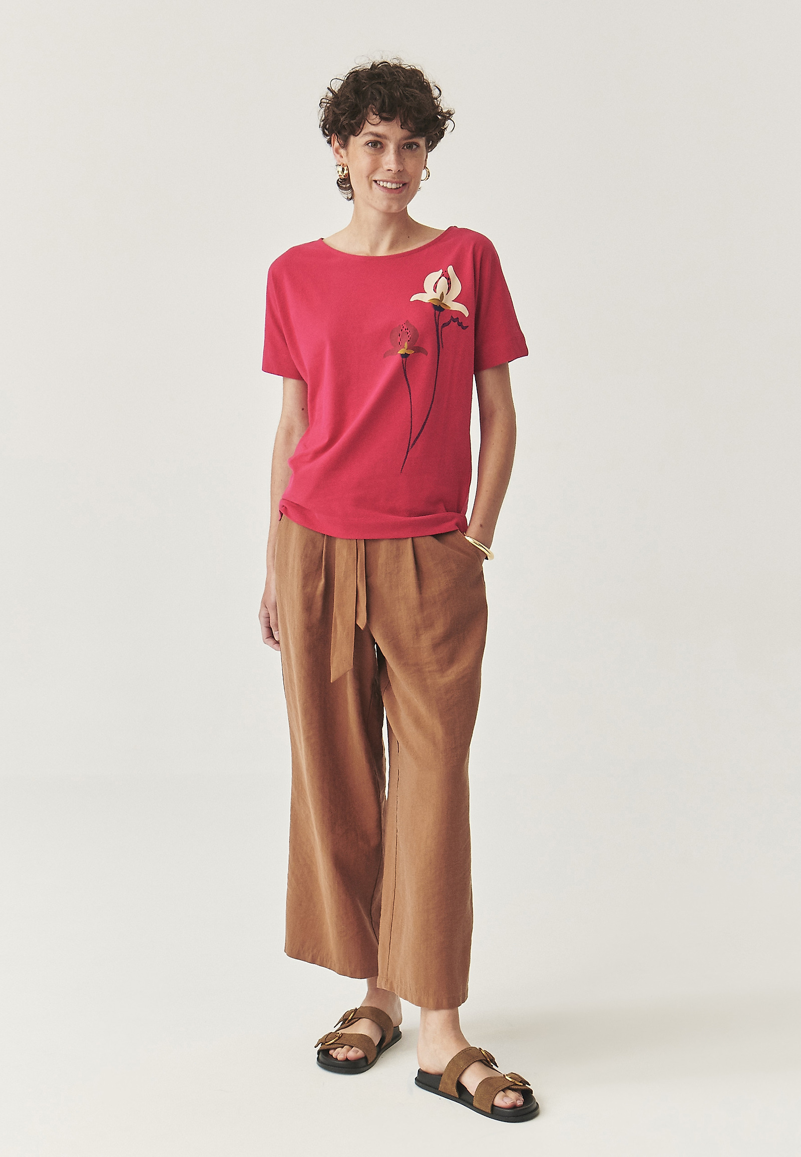 BAWEŁNIANY T-SHIRT Z NADRUKIEM - LALI BAWEŁNIANY T-SHIRT Z NADRUKIEM - LALI RÓŻOWY 113053